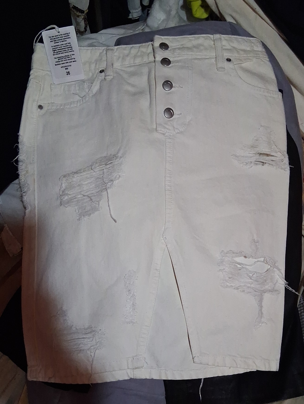 Joe's Jeans White Distressed Button-Front Pencil Skirt